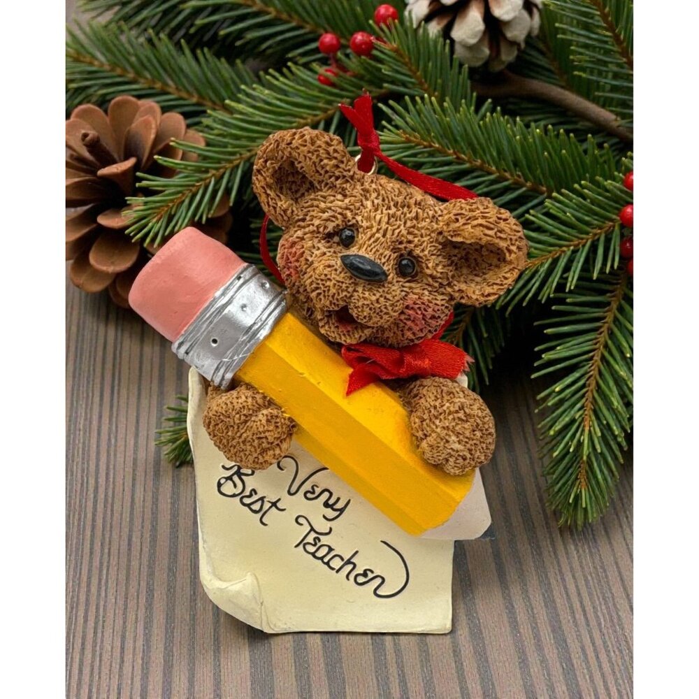 Kurt S Adler Teddy Bear Christmas Ornament Very Best Teacher Gift KSA